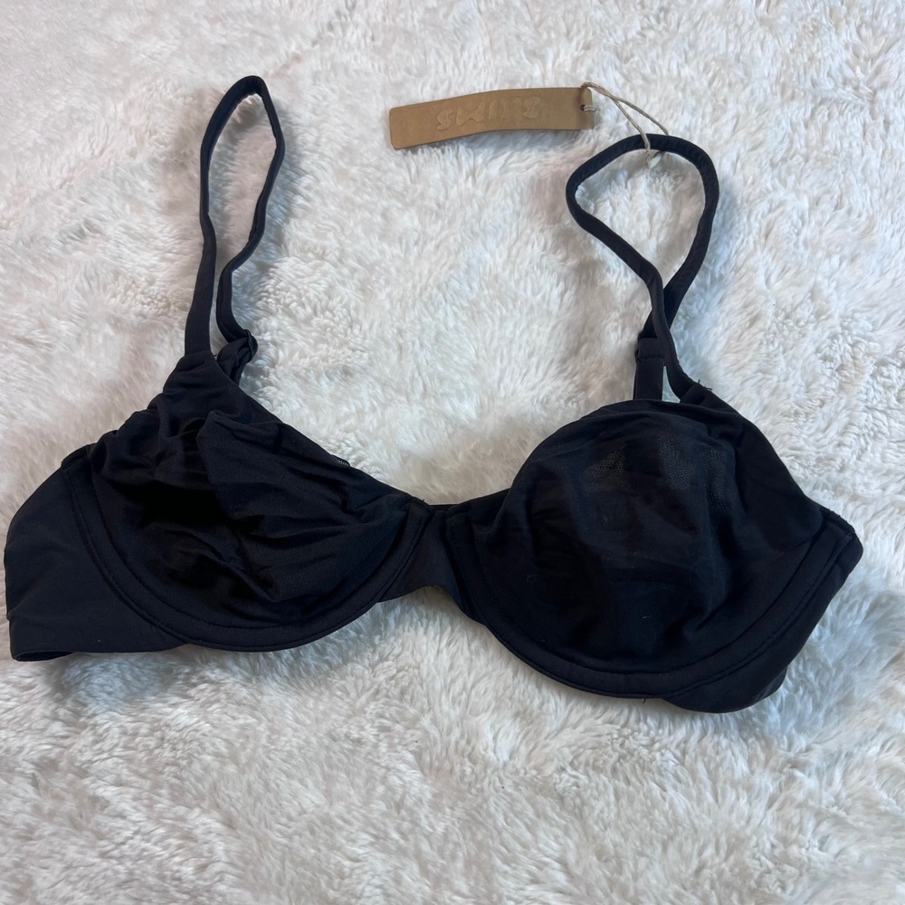 Skims Summer Mesh Unlined‎ Underwire Bra Onyx Black BR-UWR-0234 Womens 32B NEW